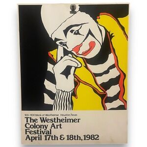 RARE 1982 Westheimer Colony Art Festival Poster Clown Big Top Bayou City
